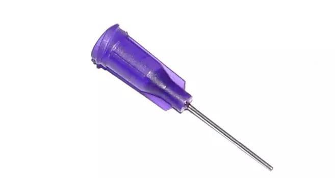 Przyklejone igły dozujące z kaniulą ze stali nierdzewnej 25,4 mm fioletowe 21G 1 szt