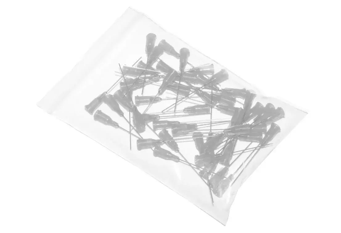 Przyklejane igły dozujące z kaniulą ze stali nierdzewnej 38,1mm przezroczyste 27G 50szt