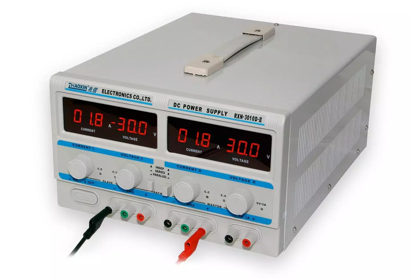 Podwójny zasilacz laboratoryjny RXN-3010D-II - 2x30V/10A, 60V/10A, 30V/20A