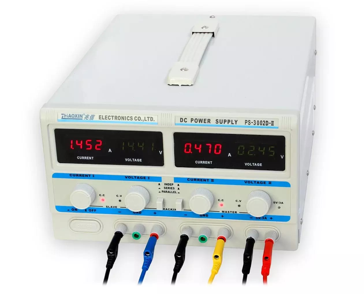Podwójny zasilacz laboratoryjny PS-3002D-II - 2x30V/2A, 60V/2A, 30V/4A