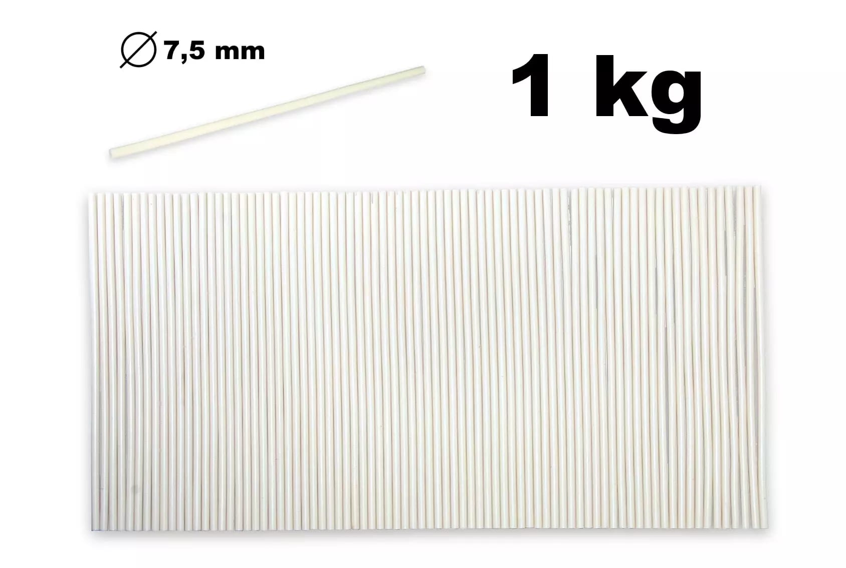 Białe sztyfty termotopliwe do pistoletu do klejenia o średnicy 7,5 mm 1 kg