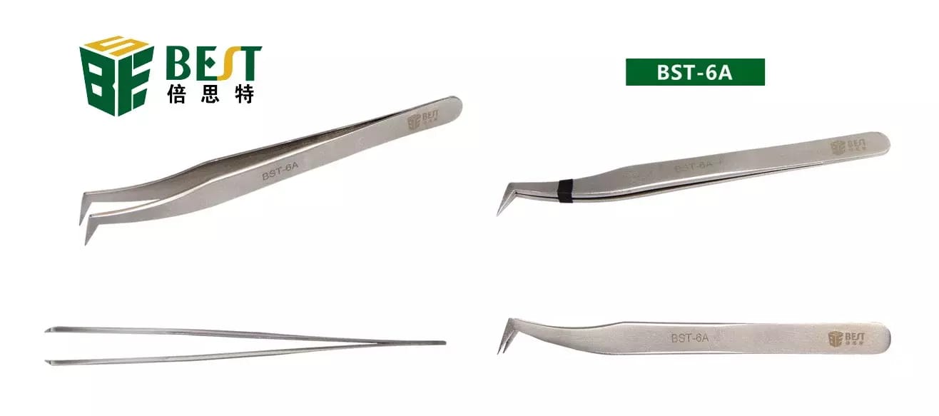 Pęseta antymagnetyczna ze stali nierdzewnej do części lutowanych BEST BST-6A – 2
