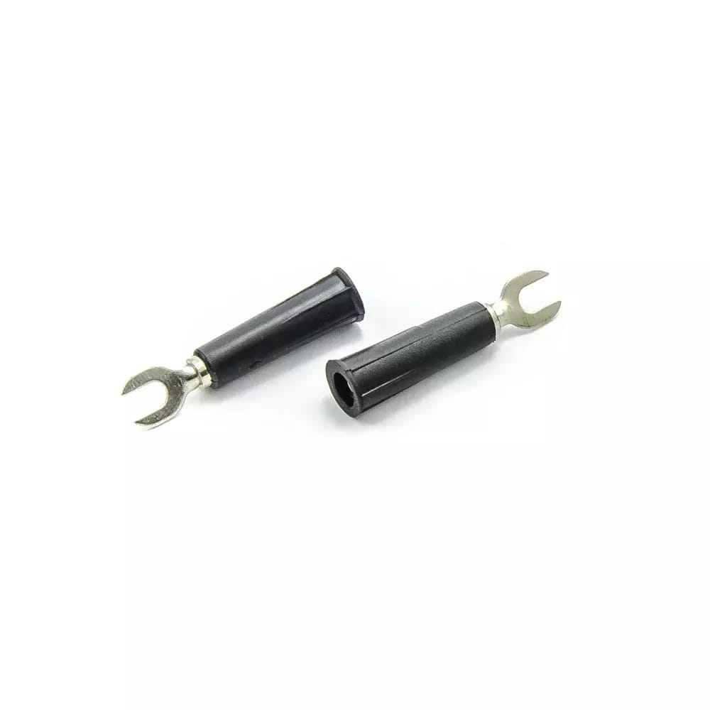 Reduktor bananowy - widełki kablowe czarny 4mm