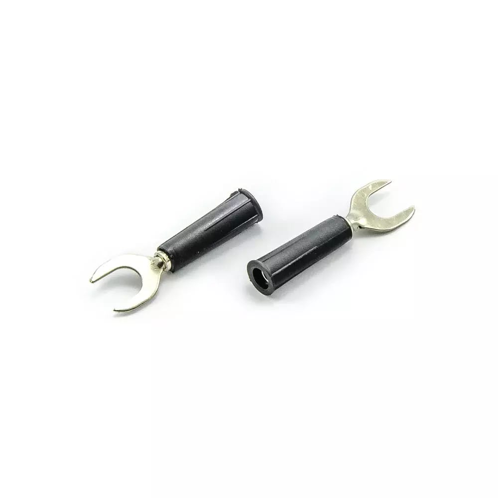 Reduktor bananowy - widelec kablowy czarny 8 mm