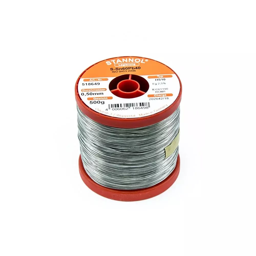 Cyna rurkowa 0.5mm Sn60Pb40 HS10 STANNOL 500g