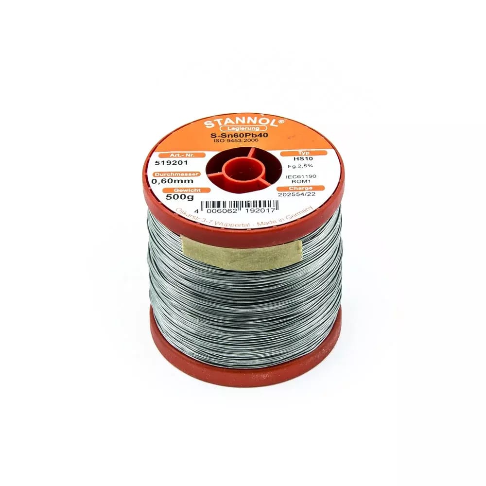 Cyna rurkowa 0.6mm Sn60Pb40 HS10 STANNOL 500g