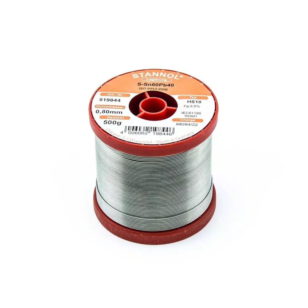 Lut cynowy rurkowy 0.8mm Sn60Pb40 HS10 STANNOL 500g