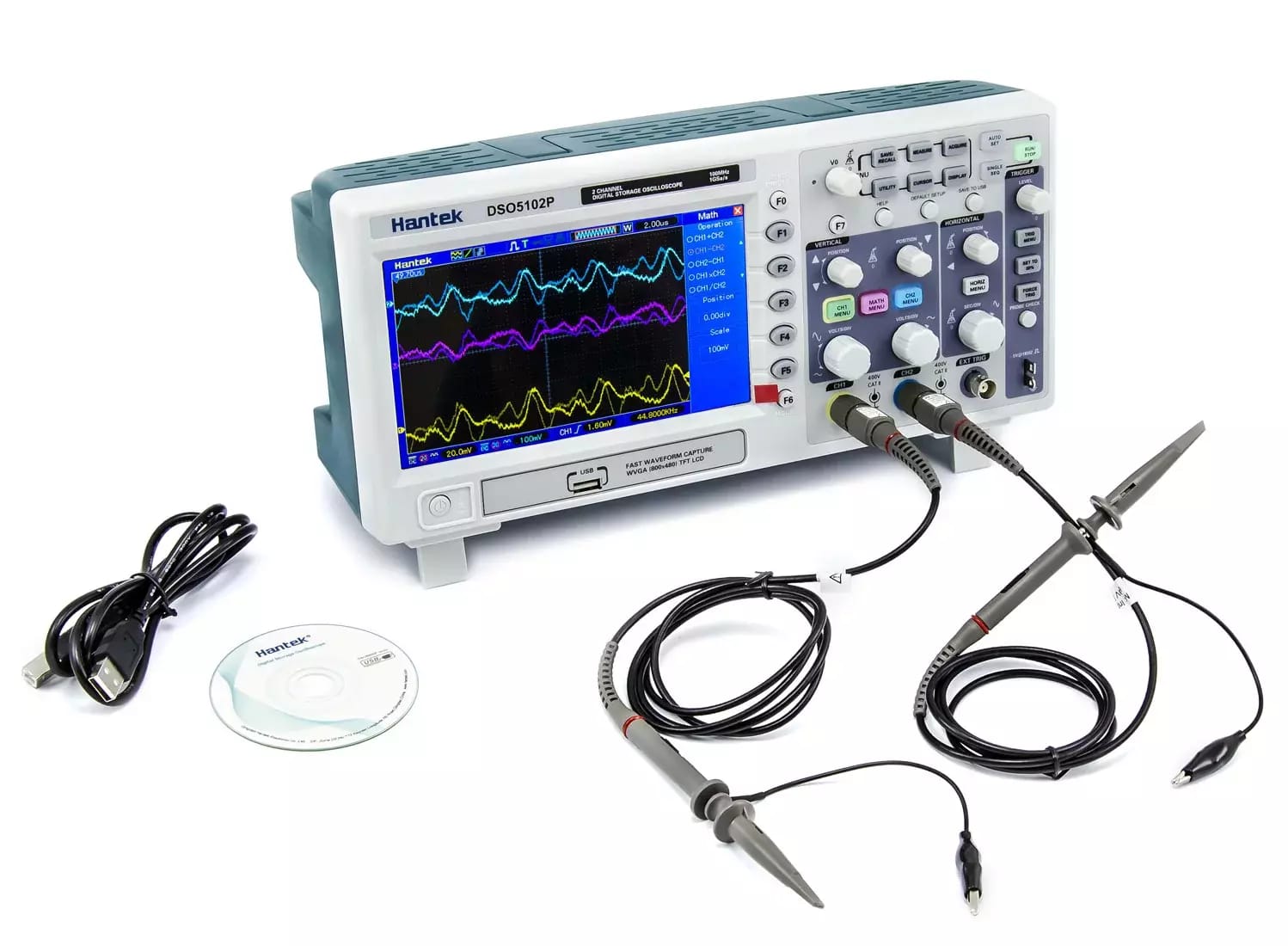 Cyfrowy oscyloskop LCD USB Hantek DSO5102P 2CH 1GS/s 100MHz