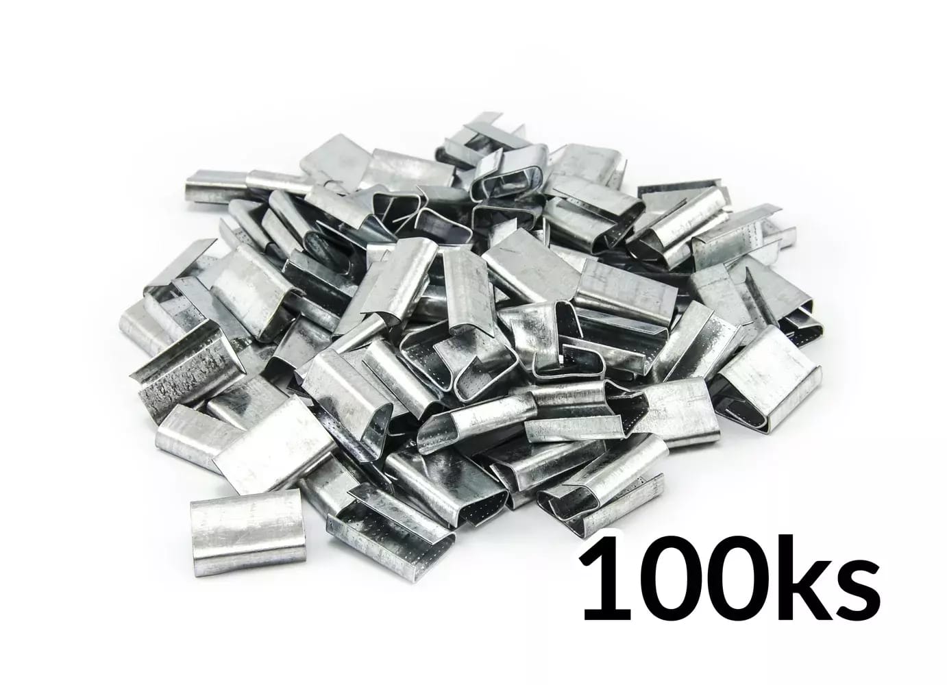 Galwanizowane zapinki metalowe do spinania taśm PP i PET do 16mm 100szt