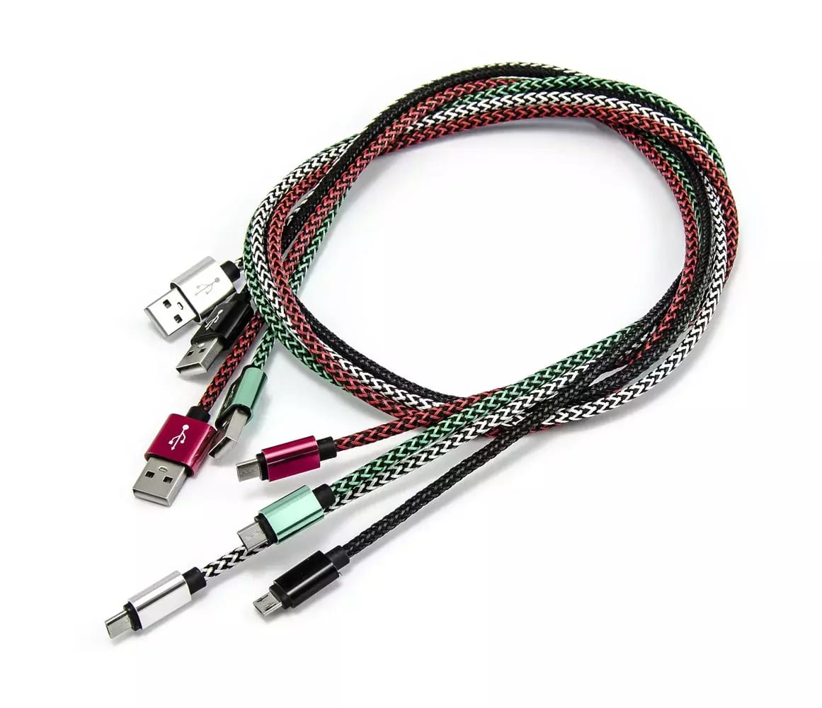 Kabel zasilający micro USB, w oplocie, różne kolory, 1 m – 2