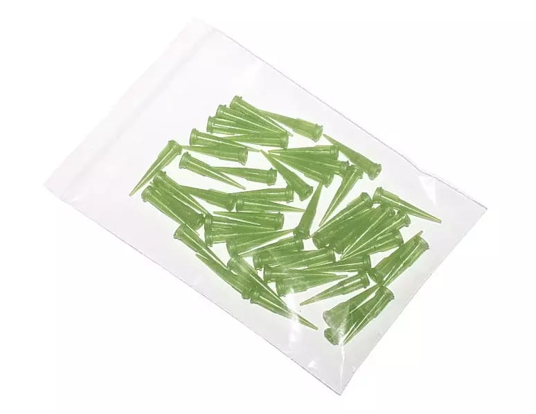 Stożkowe plastikowe igły dozujące oliwkowe 14G 50szt