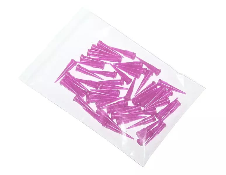Stożkowe plastikowe igły dozujące różowe 20G 50szt