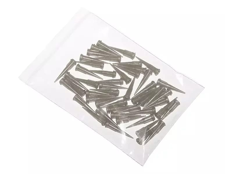 Stożkowe plastikowe igły dozujące szare 16G 50szt