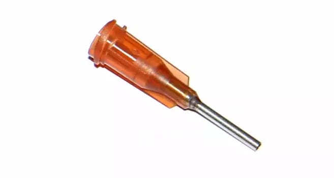 Przyklejone igły dozujące z kaniulą ze stali nierdzewnej 12,7mm pomarańczowo-żółte 15G 1szt