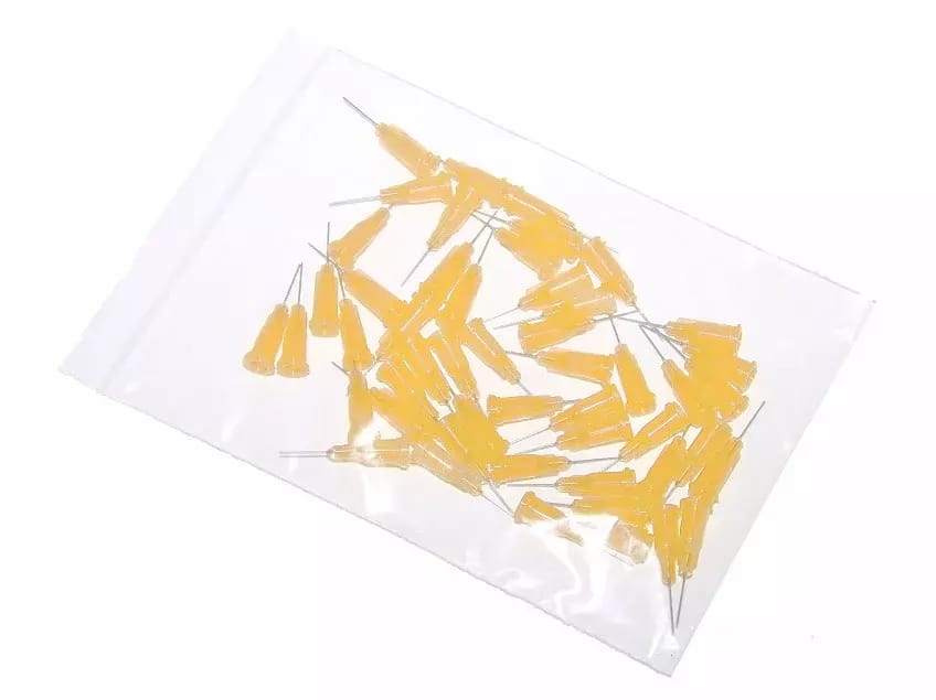 Przyklejane igły dozujące z kaniulą ze stali nierdzewnej 12,7mm pomarańczowe 23G 50szt