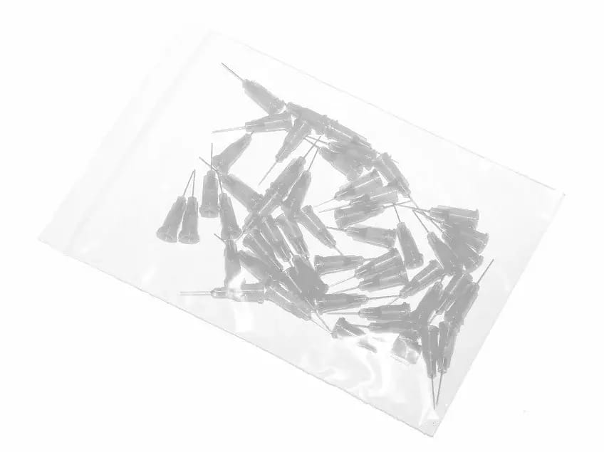 Przyklejane igły dozujące z kaniulą ze stali nierdzewnej 12,7mm przezroczyste 27G 50szt