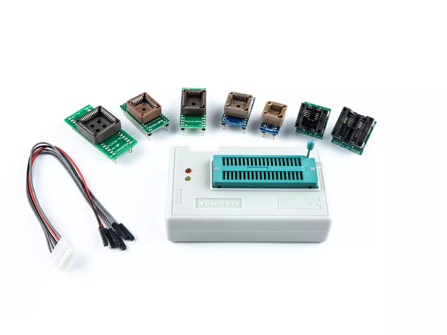 Uniwersalny programator USB XGecu TL866II Plus z adapterami PLCC/SOP 7szt