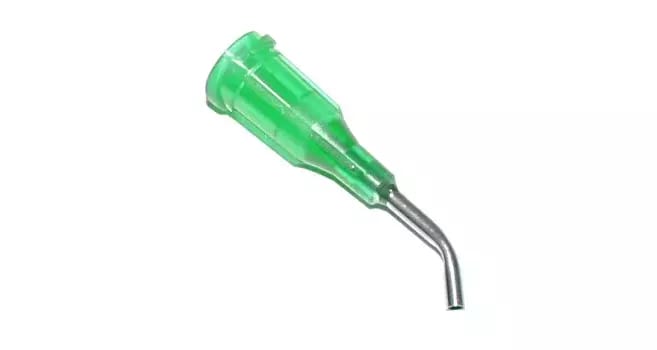 zakrzywione pod kątem 45° igły dozujące z kaniulą ze stali nierdzewnej zielone 18G 1szt
