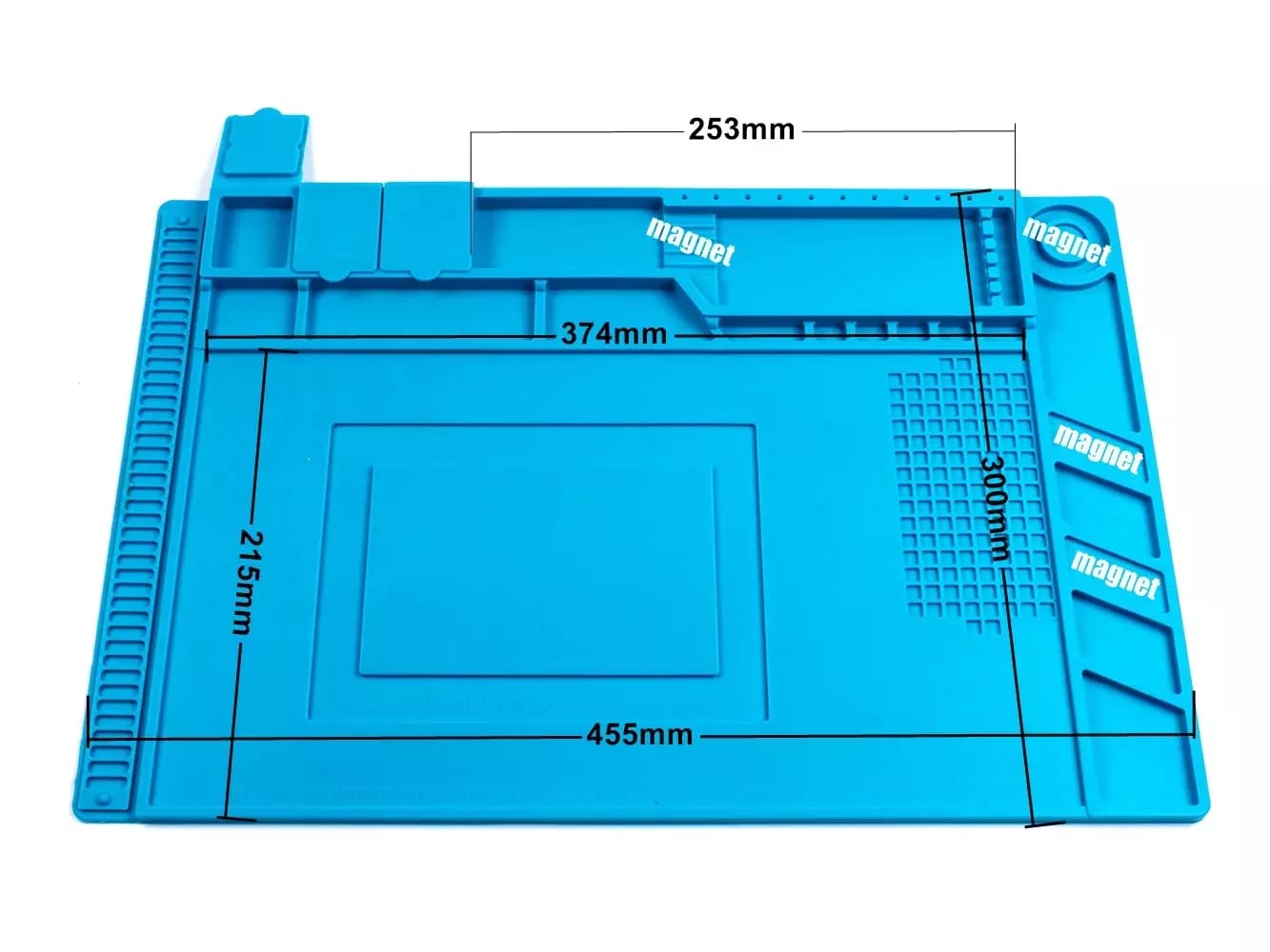 Duża podkładka silikonowa 455x300mm z organizerem do serwisowania i naprawy telefonów komórkowych, tabletów – 2