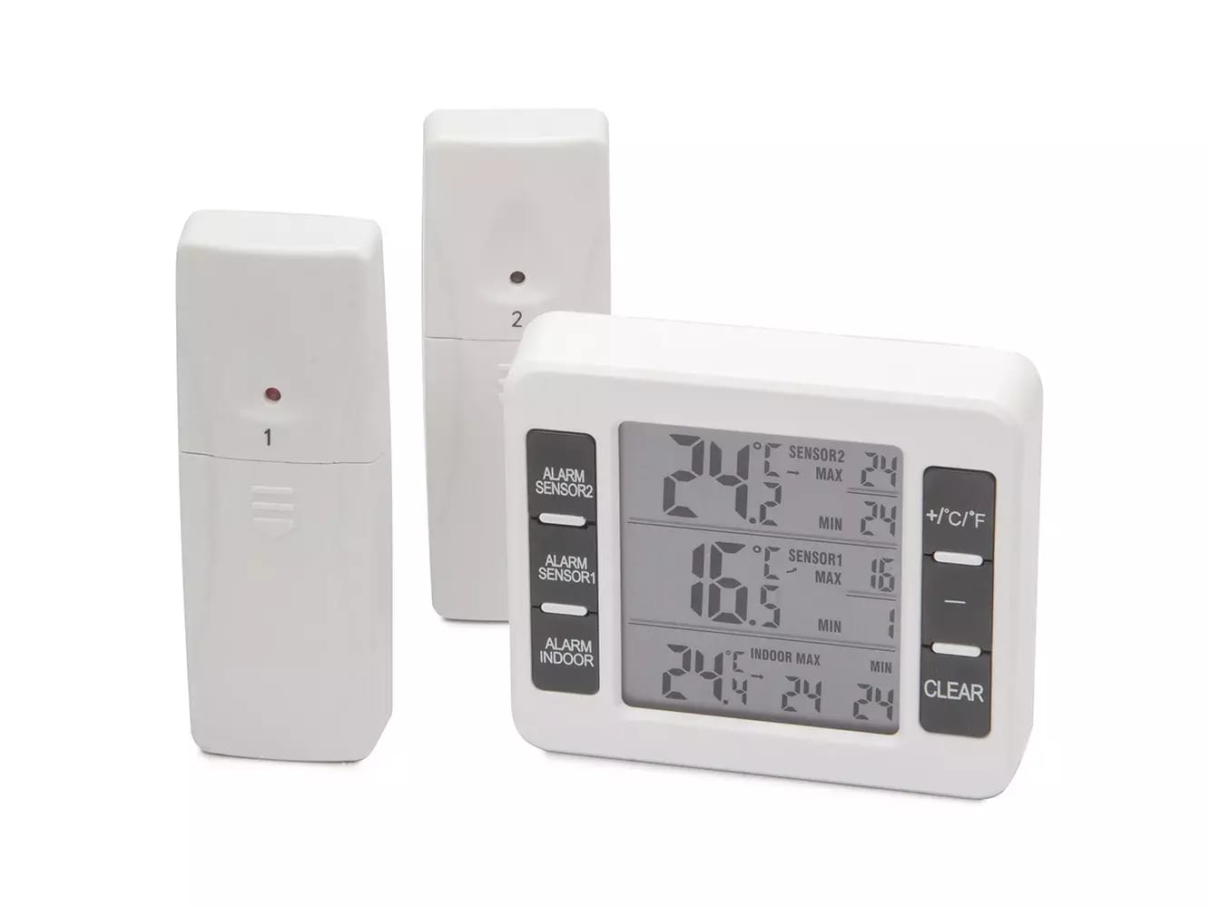 Termometr cyfrowy z alarmem i dwoma czujnikami bezprzewodowymi - od 40°C do 60°C
