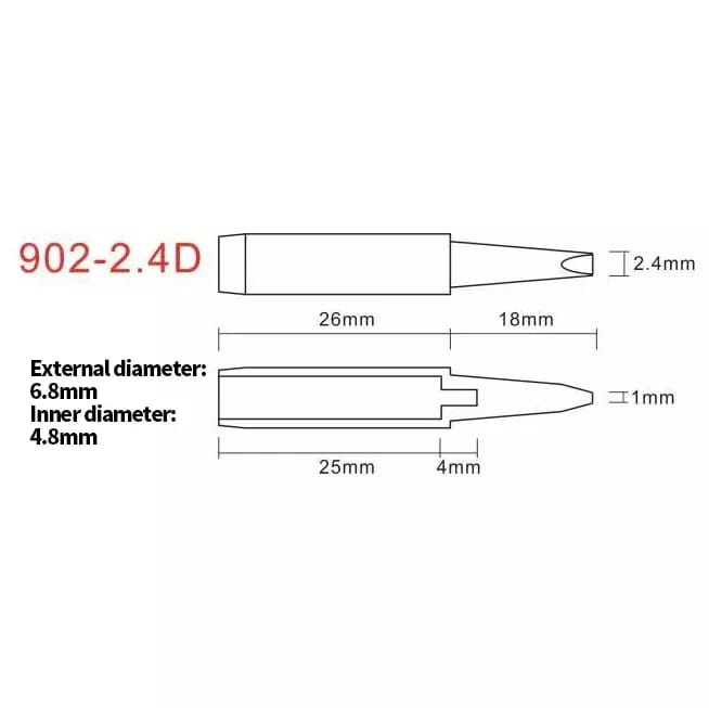 Seria 902 grotów lutowniczych 2.4D do stacji YIHUA – 2