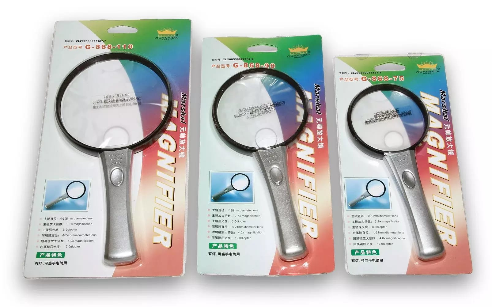 Lupa ręczna G-868 z oświetleniem bateryjnym LED typu G-868-90