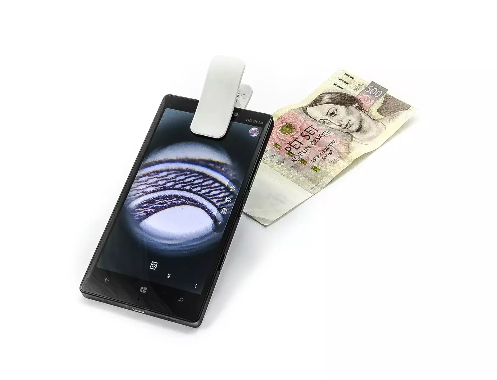 Mikroskop do telefonów komórkowych - klips z oświetleniem LED i UV 60x – 2