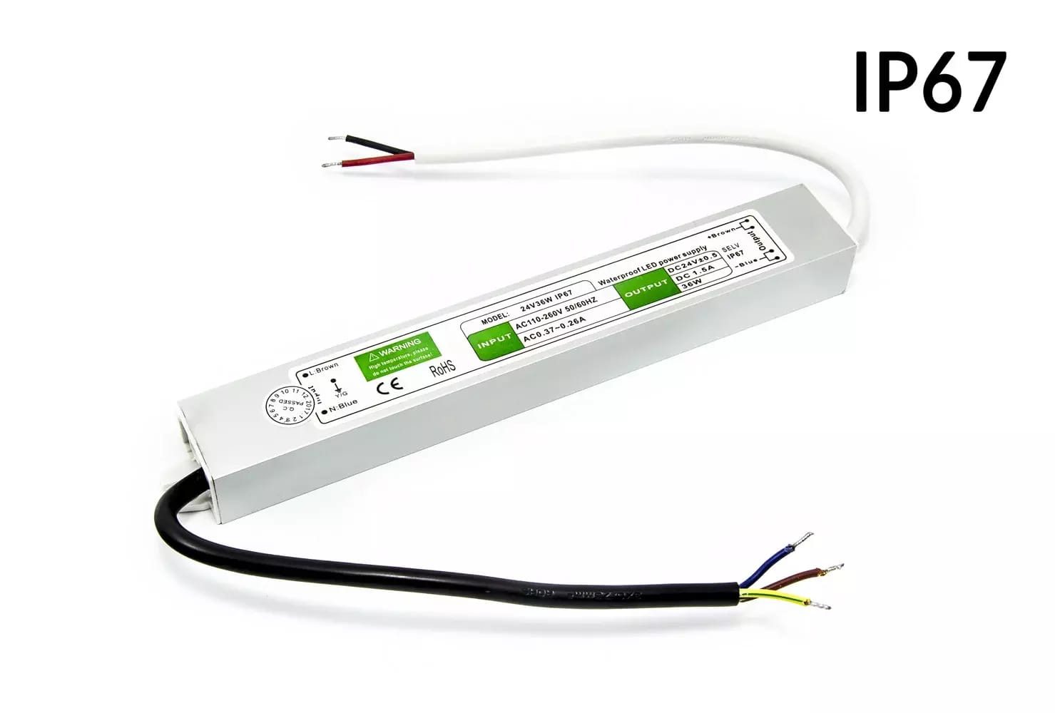 Przełączany wodoodporny zasilacz IP67 24V 1.5A 36W
