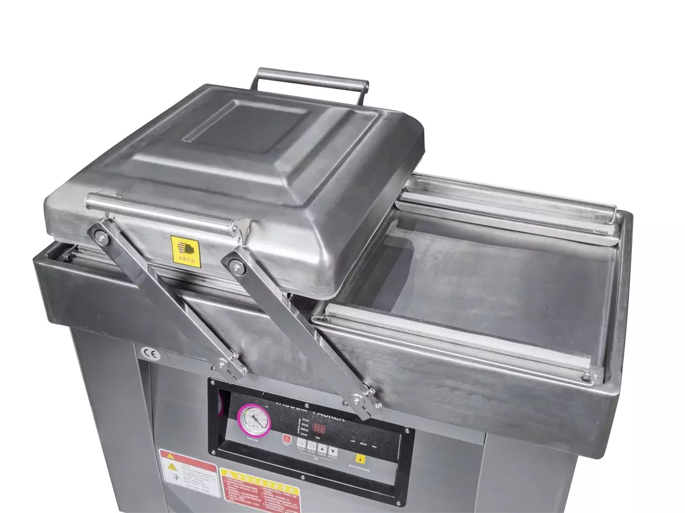 Podwójna maszyna próżniowa DZ-400-2SX z oznaczeniem daty ważności i danych produkcyjnych. – 2